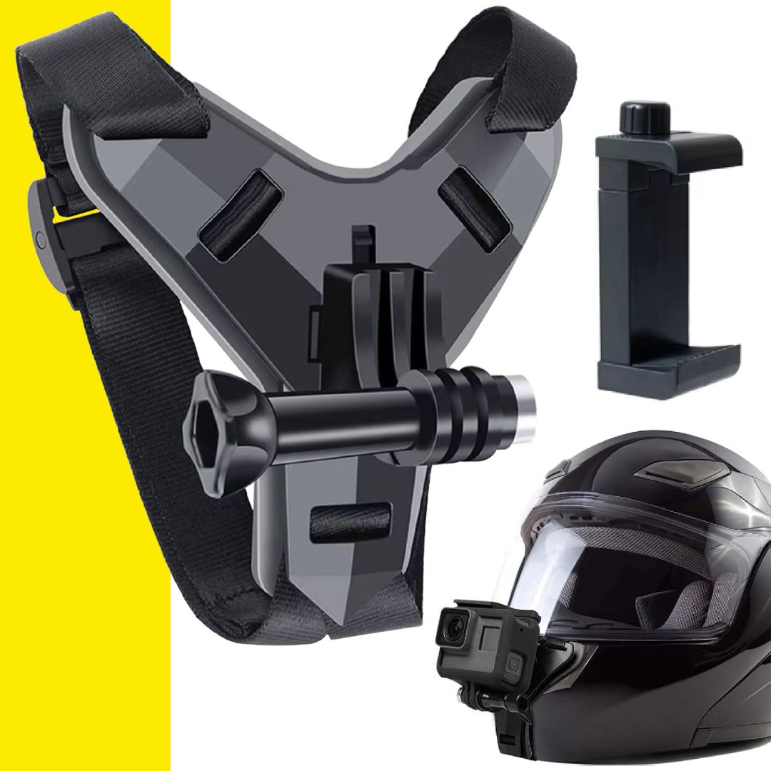 📸 Soporte Holder GoPro & Celular para Casco de Moto 🏍️📱