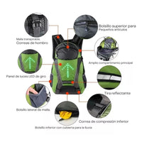 Morral Reflectivo con Direccionales LED - SafeRide Pro™ 🚲✨