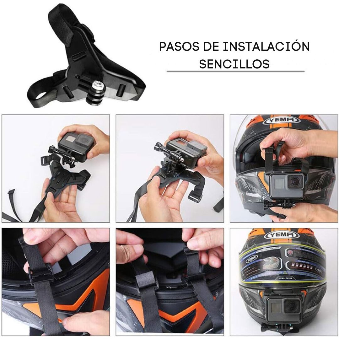 📸 Soporte Holder GoPro & Celular para Casco de Moto 🏍️📱