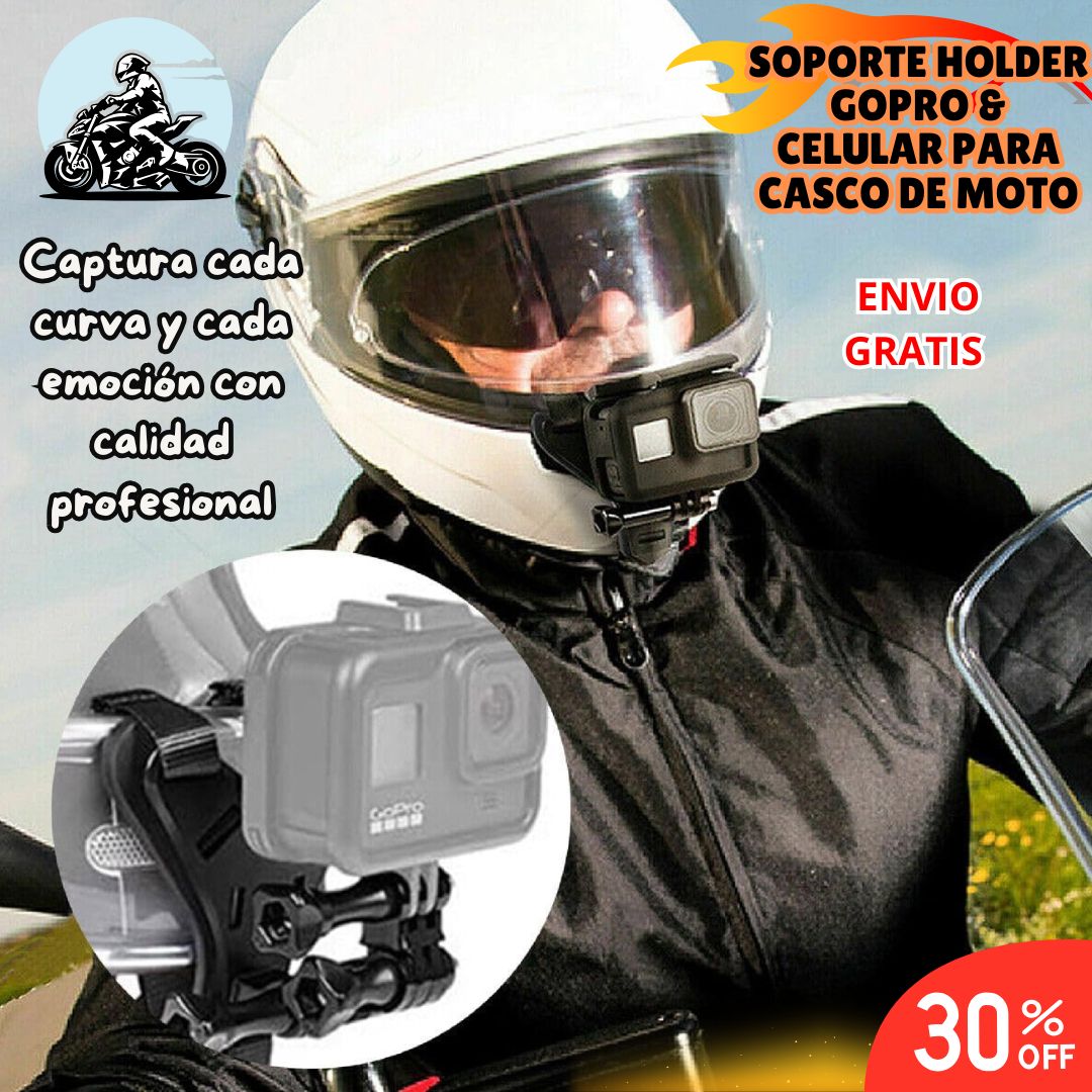 📸 Soporte Holder GoPro & Celular para Casco de Moto 🏍️📱