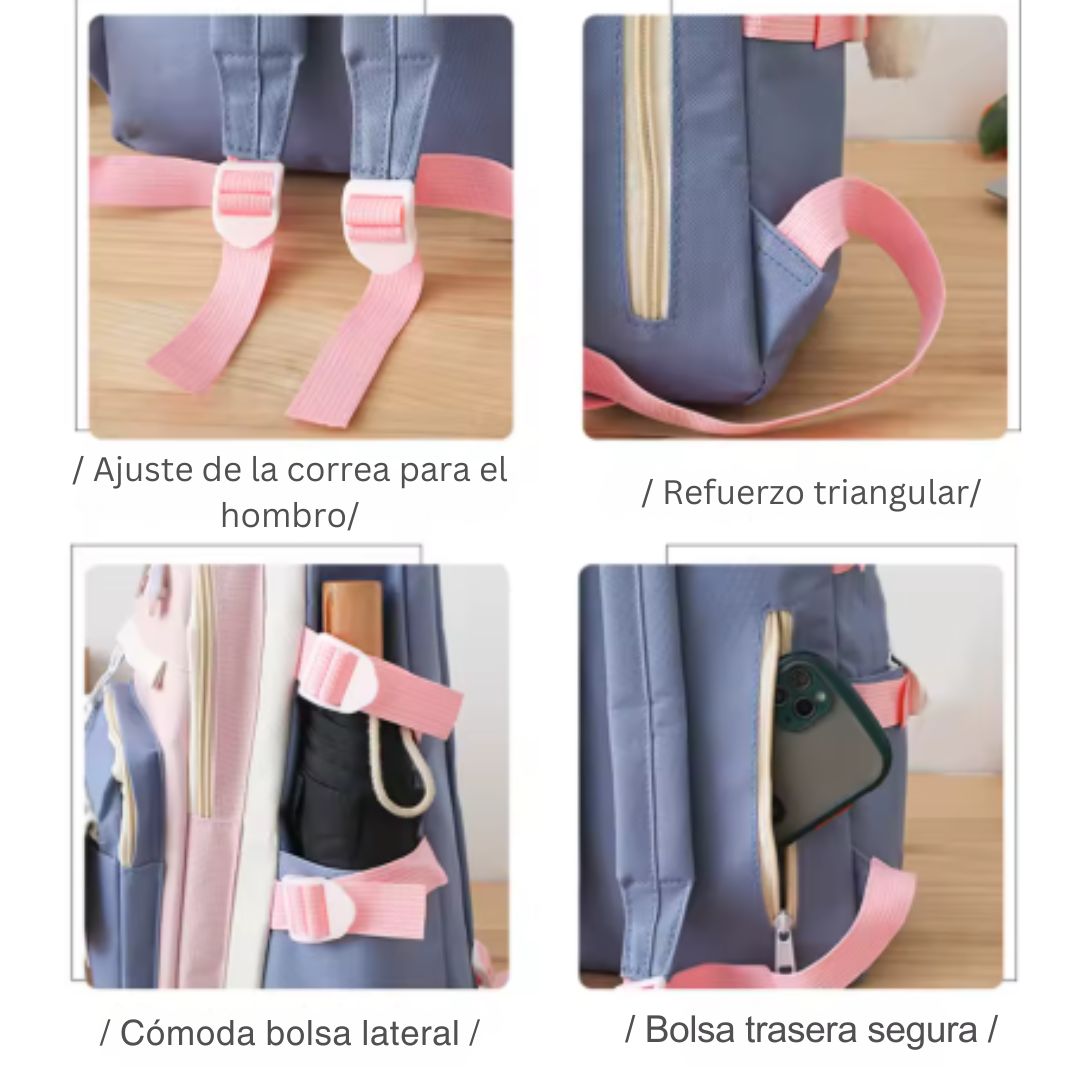 Kit Escolar Kawaii 5 en 1 – SweetPack Pro™ 🐻🎒