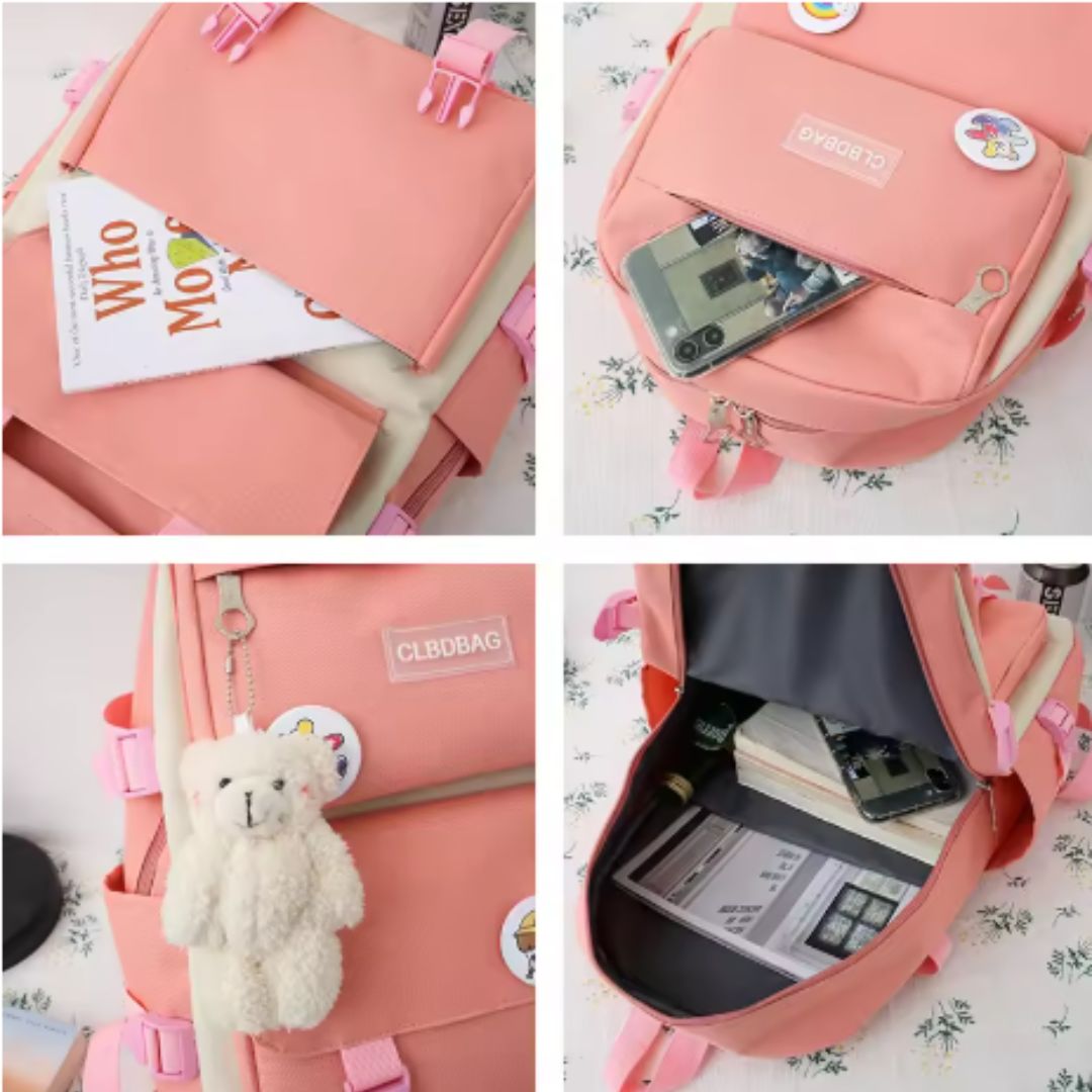 Kit Escolar Kawaii 5 en 1 – SweetPack Pro™ 🐻🎒