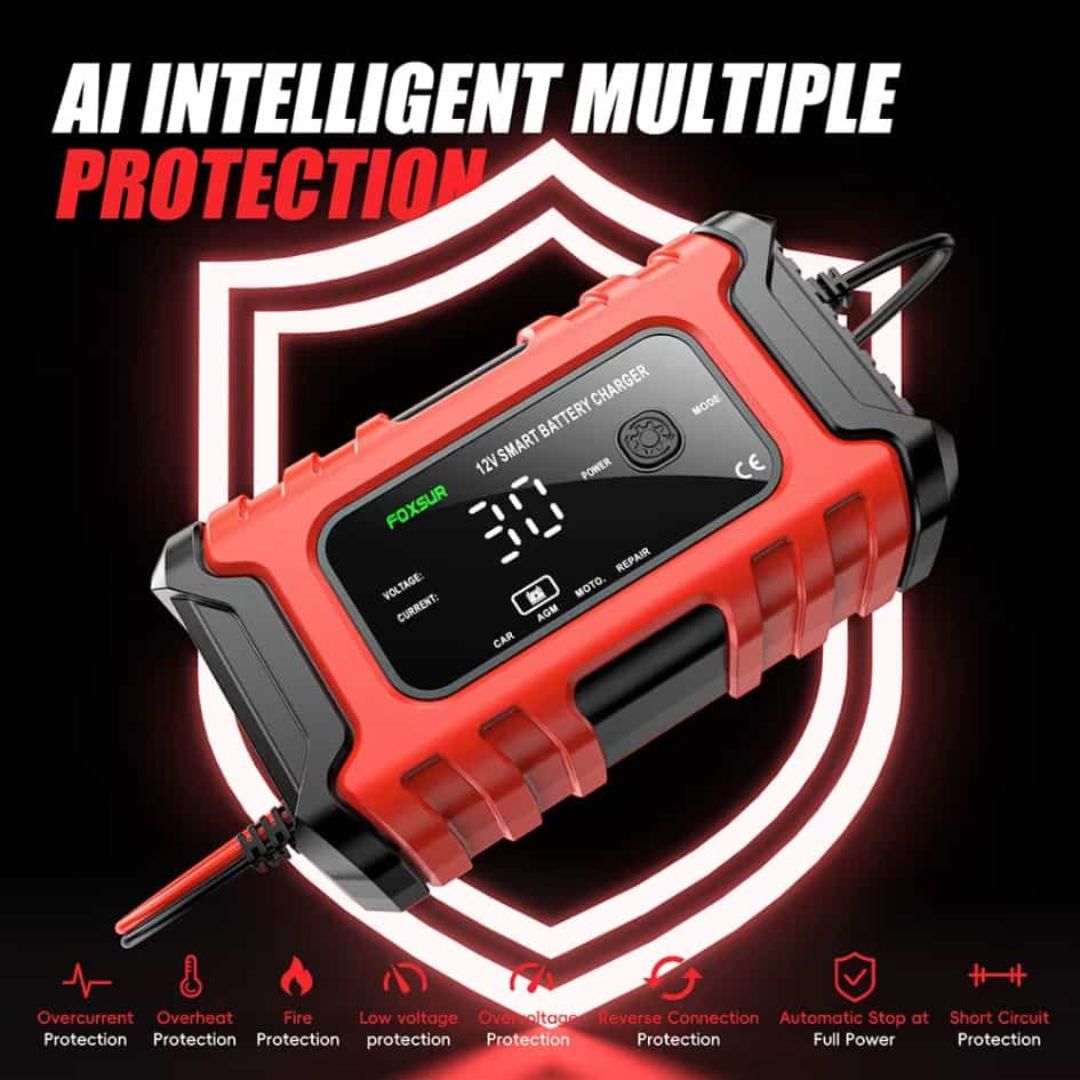 🧲🔋 Cargador Inteligente de Batería TK-300 12V / 6A – Alta Precisión para Autos, Motos y más 🚗⚡