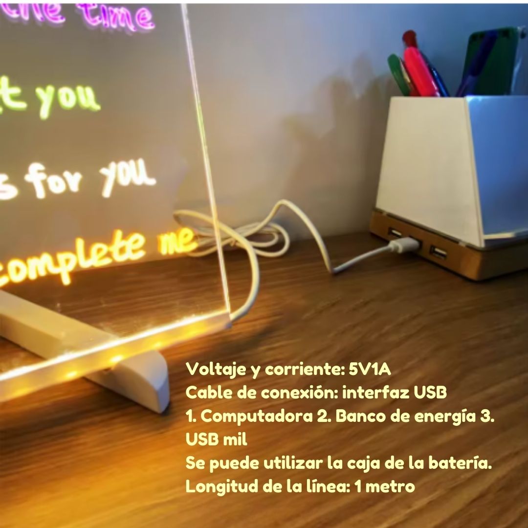 ✨ Pizarra Acrílica LED - GlowBoard™ 📖💡
