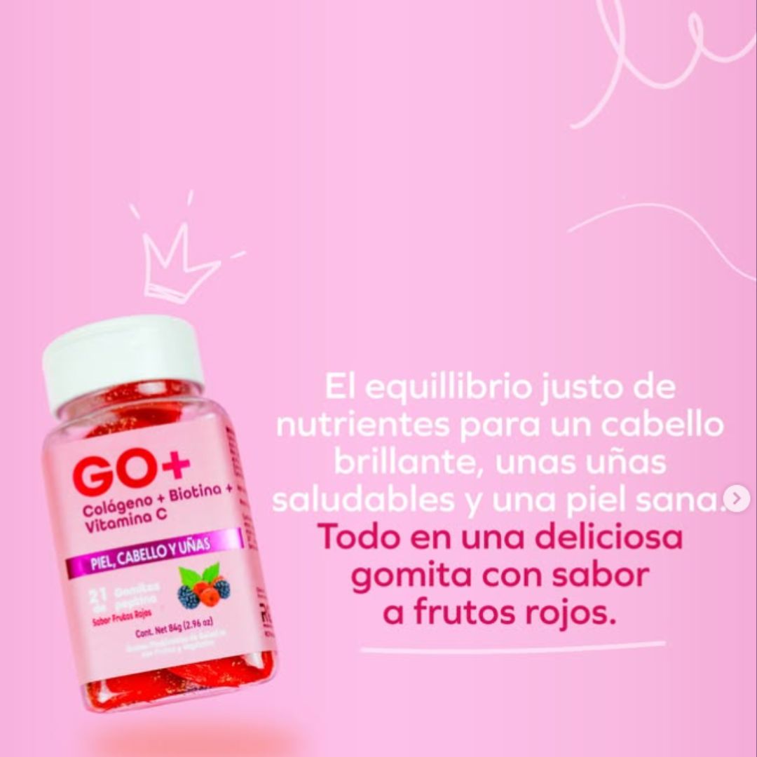 GO+ Gomitas Nutritivas con Colágeno y Biotina – Belleza desde Adentro! 🍓✨