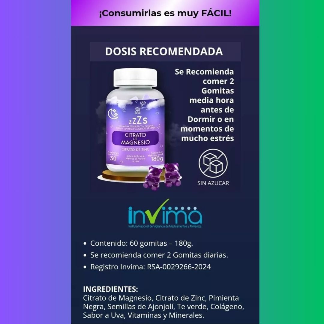 🛌✨ Gomitas de Magnesio SleepyZ - Descansa Profundamente 🌙😴
