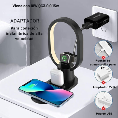 ZenCharge Station™ 4 en 1 - Carga Rápida, Lámpara LED y Soporte Decorativo ⚡🌟