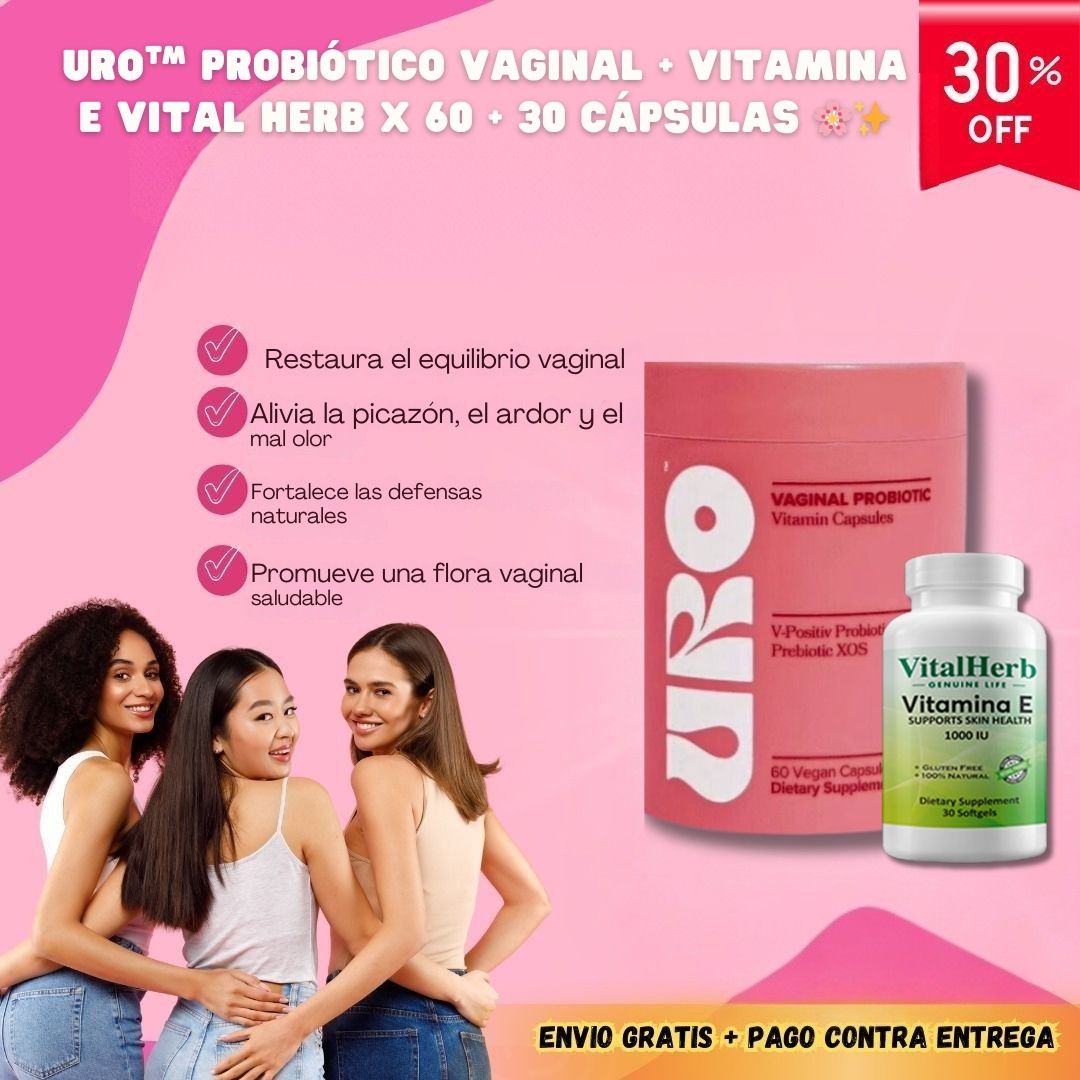 URO™ Probiótico Vaginal + Vitamina E Vital Herb x 60 + 30 cápsulas 🌸✨