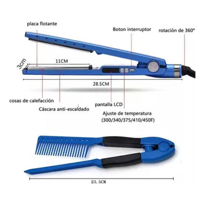 Combo Profesional Alisado y Rizos – Plancha + Rizador + Peinilla Secadora 🔥💇‍♀️