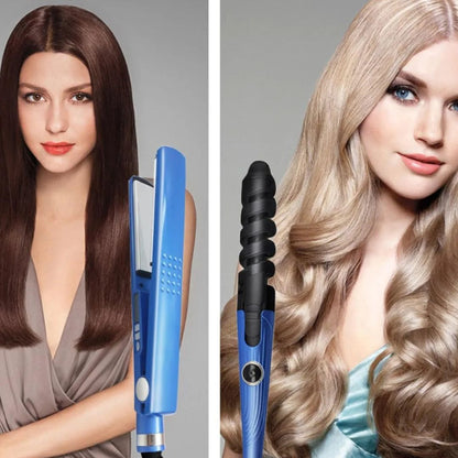 Combo Profesional Alisado y Rizos – Plancha + Rizador + Peinilla Secadora 🔥💇‍♀️