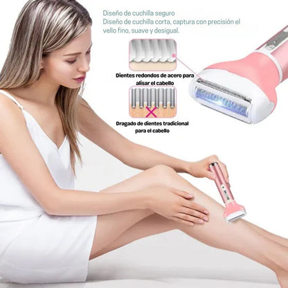 Depiladora Eléctrica Femenina 4 en 1 Gemei GM-3074 – Nariz, Cejas, Cuerpo y Rostro 💖✨