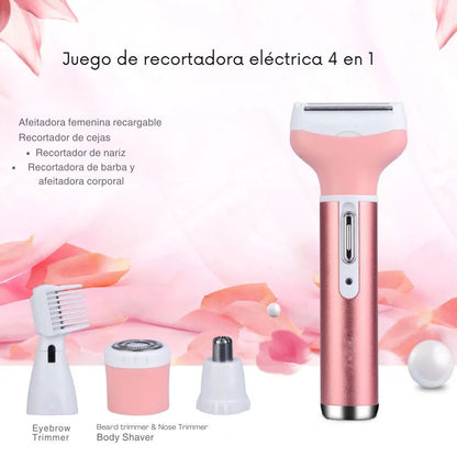 Depiladora Eléctrica Femenina 4 en 1 Gemei GM-3074 – Nariz, Cejas, Cuerpo y Rostro 💖✨