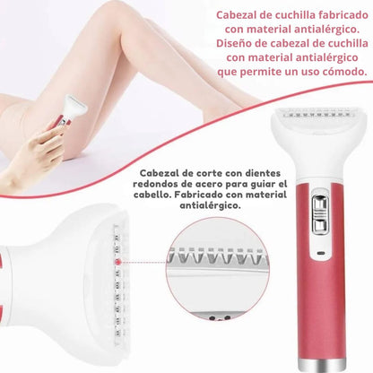 Depiladora Eléctrica Femenina 4 en 1 Gemei GM-3074 – Nariz, Cejas, Cuerpo y Rostro 💖✨
