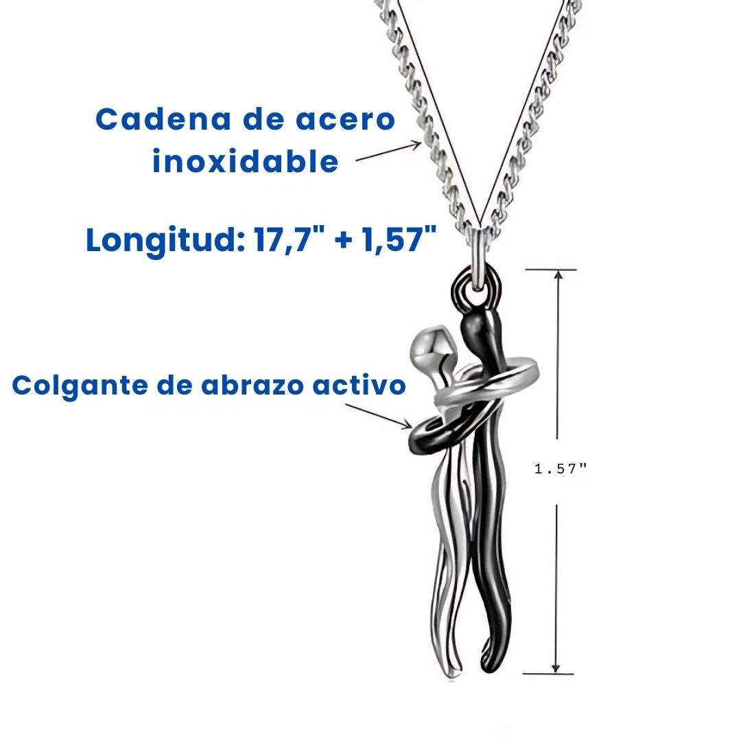 Collar Pareja Forever™ – Abrazo Eterno 💑 | Cadena Acero + Dije Baño Rodio