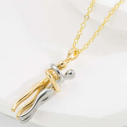 Collar Pareja Forever™ – Abrazo Eterno 💑 | Cadena Acero + Dije Baño Rodio