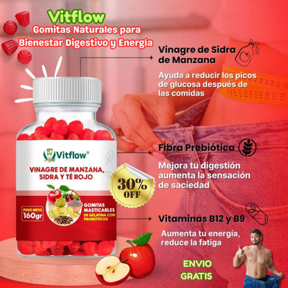 Vitflow – Gomitas Naturales para Bienestar Digestivo y Energía 🌿🍎 x 160 g
