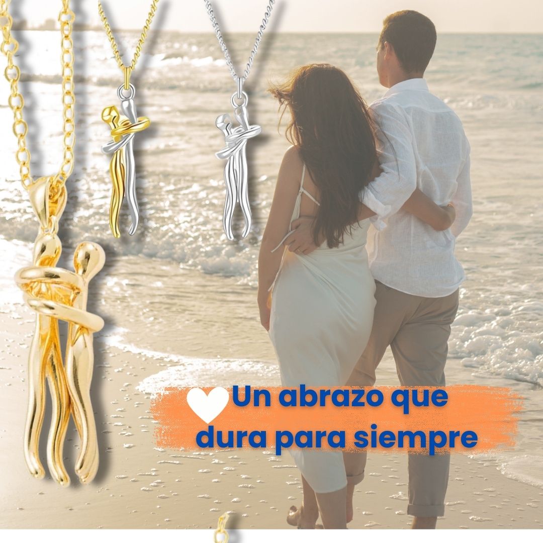 Collar Pareja Forever™ – Abrazo Eterno 💑 | Cadena Acero + Dije Baño Rodio