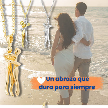 Collar Pareja Forever™ – Abrazo Eterno 💑 | Cadena Acero + Dije Baño Rodio