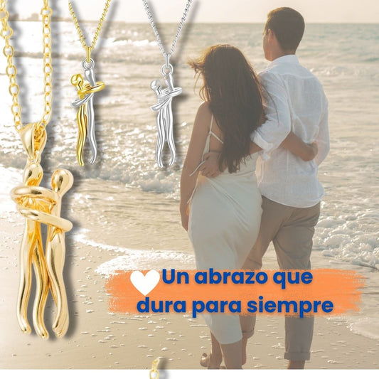 Collar Pareja Forever™ – Abrazo Eterno 💑 | Cadena Acero + Dije Baño Rodio