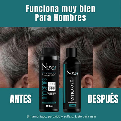 Combo x3 Cubre Canas NEXO – Shampoo 300ml + Tratamiento 120ml + Tónico 120ml 🧴✨