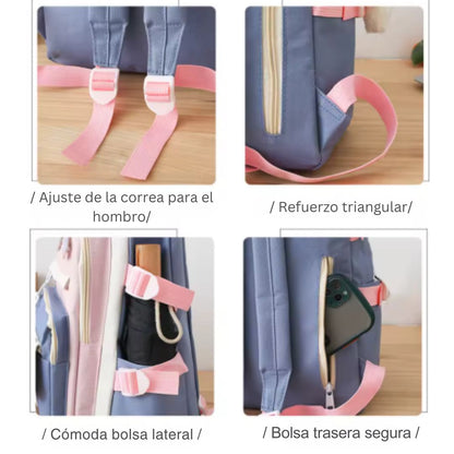 Kit Escolar Kawaii 5 en 1 – SweetPack Pro™ 🐻🎒