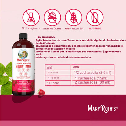 MaryRuth’s Multivitamínico Líquido de Mañana - Salud Natural para Todos x 1000 ml💧🍇