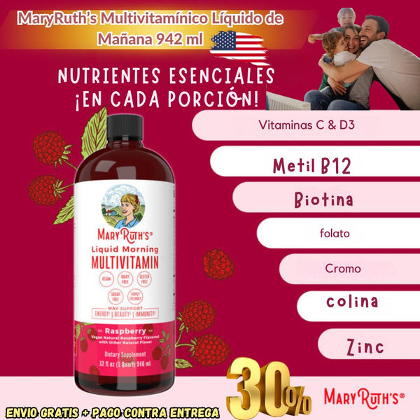 MaryRuth’s Multivitamínico Líquido de Mañana - Salud Natural para Todos x 1000 ml💧🍇