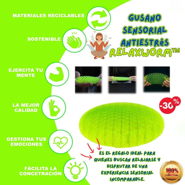 Gusano Sensorial Antiestrés - RelaxWorm™ 🧠🐛