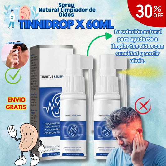 Spray Natural Limpiador de Oídos – Tinnidrop x 60ml 👂💧