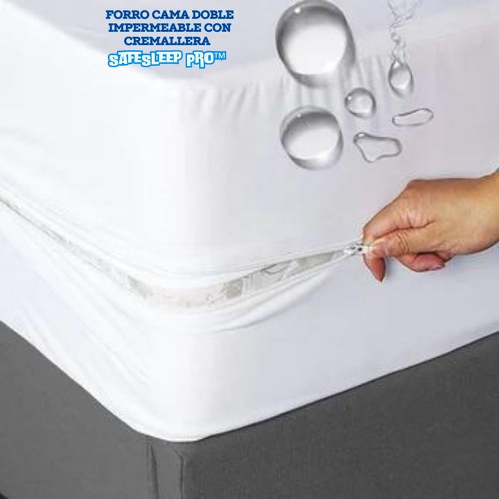 Forro Cama Doble Impermeable con Cremallera - SafeSleep Pro™ 🛏️💧