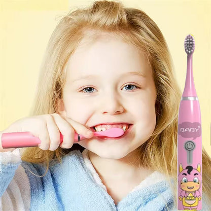 Cepillo Dental Eléctrico Infantil con 4 Repuestos – Higiene Divertida para Peques 🦷✨