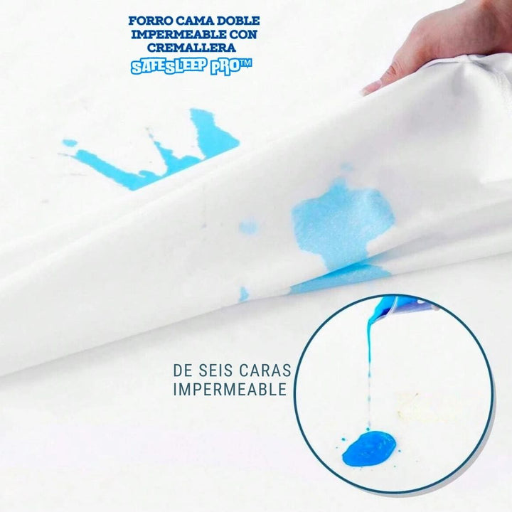 Forro Cama Doble Impermeable con Cremallera - SafeSleep Pro™ 🛏️💧