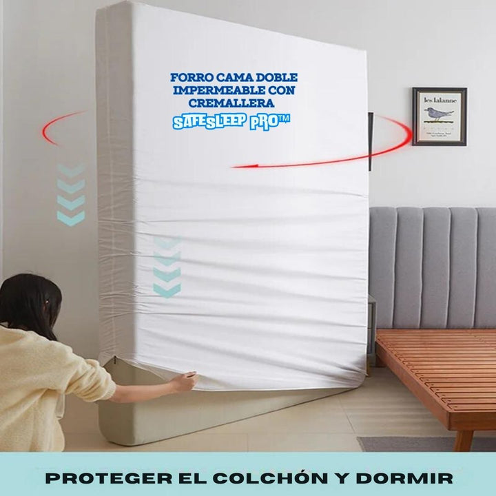 Forro Cama Doble Impermeable con Cremallera - SafeSleep Pro™ 🛏️💧