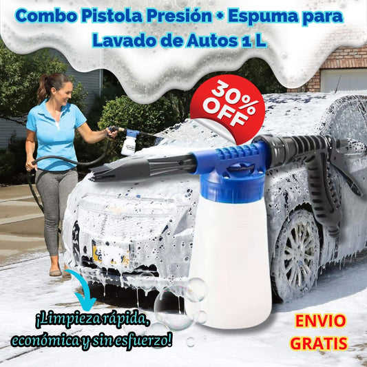 Combo Pistola Presión + Espuma para Lavado de Autos – 1L 🚗💦