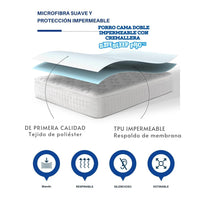 Forro Cama Doble Impermeable con Cremallera - SafeSleep Pro™ 🛏️💧