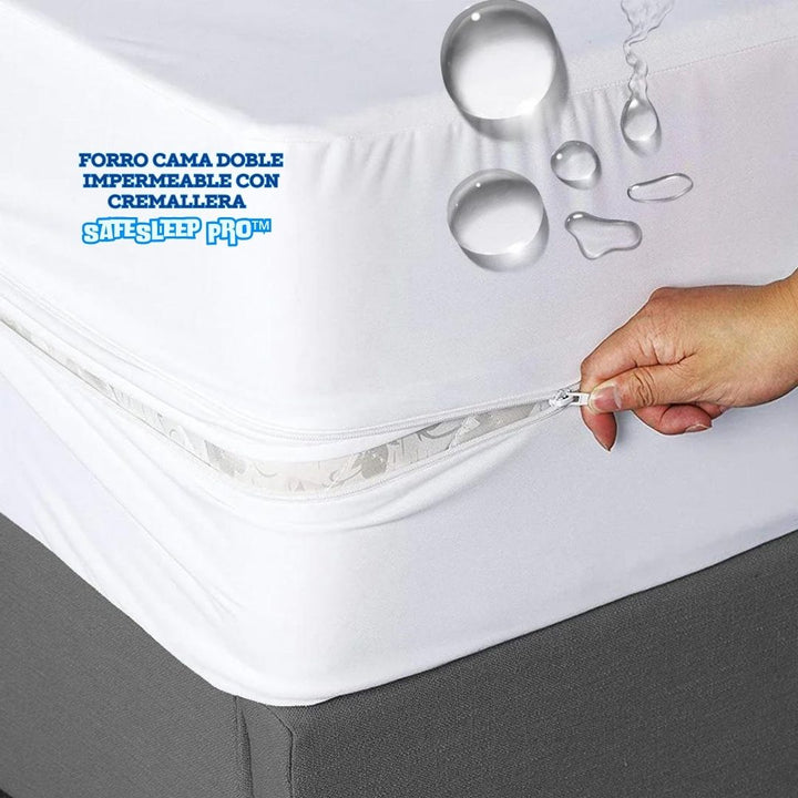 Forro Cama Doble Impermeable con Cremallera - SafeSleep Pro™ 🛏️💧