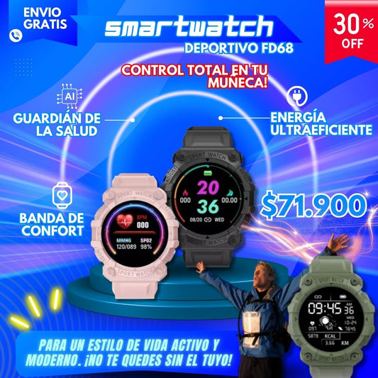 Smartwatch Deportivo FD68 - Control Total en tu Muñeca! ⌚🔥