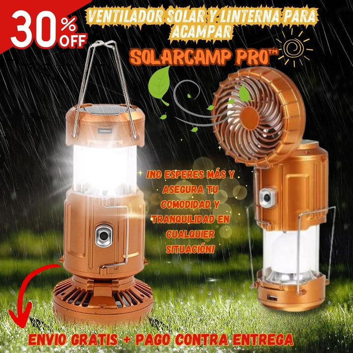 Ventilador Solar y Linterna para Acampar - SolarCamp Pro™ 🌞🛠️