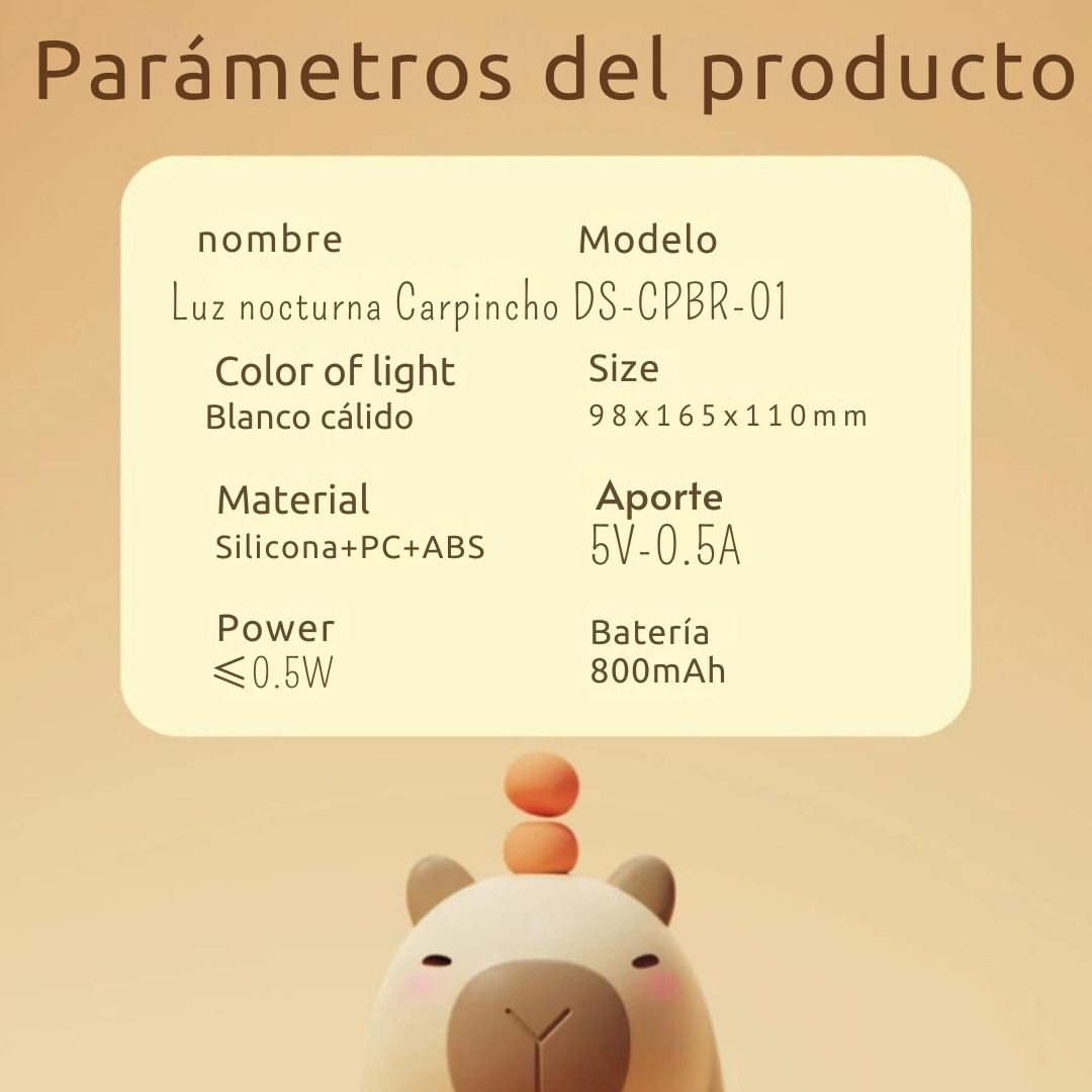 CapyLight™ 🌙✨ - Luz Nocturna de Capibara con Brillo Ajustable