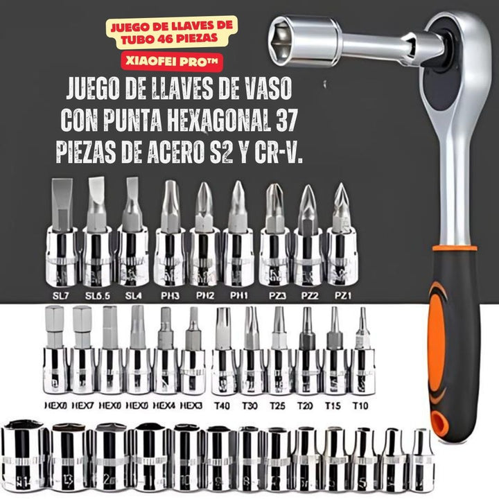 Juego de Llaves de Tubo 46 Piezas - Xiaofei Pro™ 🔧🚗