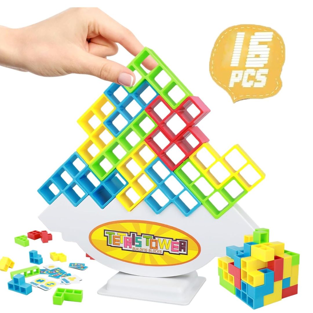 Juego de Torre Tetra 16 Piezas - Edu Play Balance™ 🌪️🌈