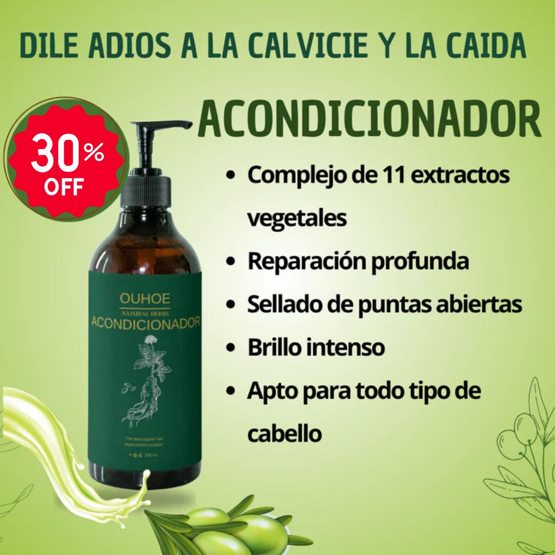 Combo Anticaída OUHOE: Shampoo 200ml + Acondicionador 200ml + Tónico Capilar 30ml 🌿💧