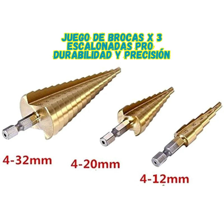 Juego de Brocas X 3 Escalonadas Pro - Durabilidad y Precisión 🔧✨