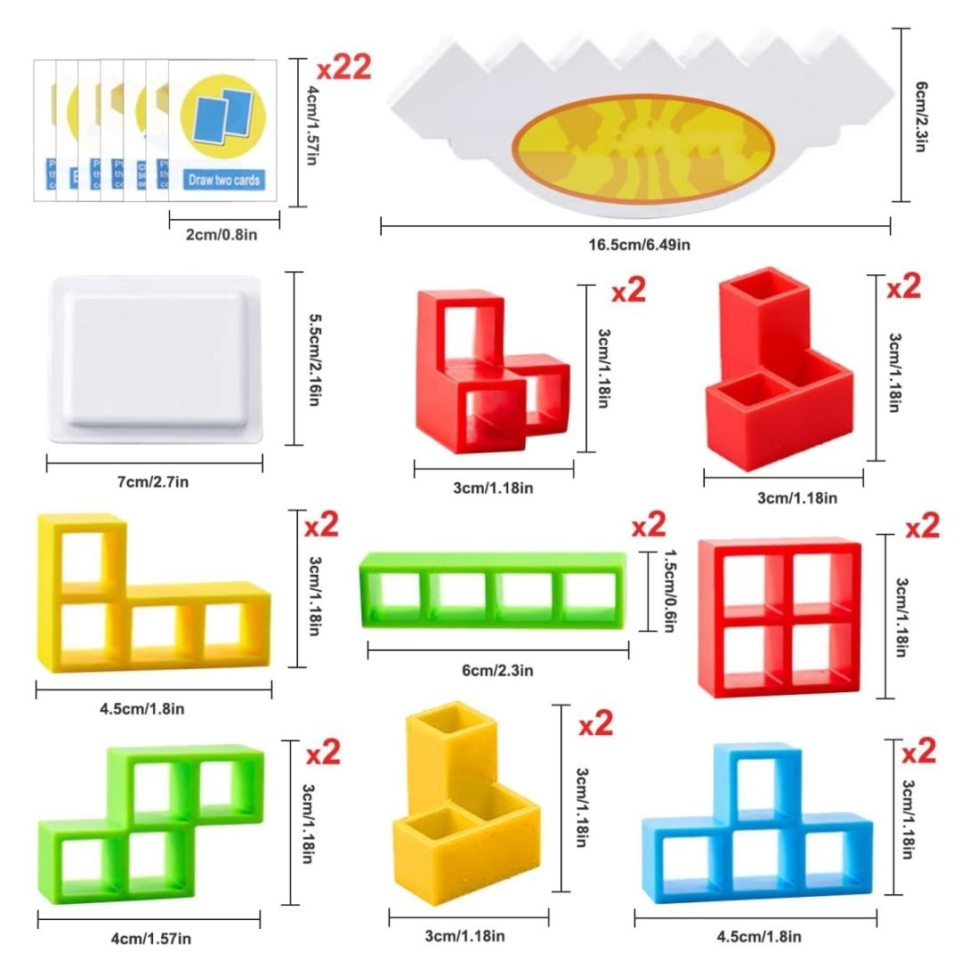 Juego de Torre Tetra 16 Piezas - Edu Play Balance™ 🌪️🌈
