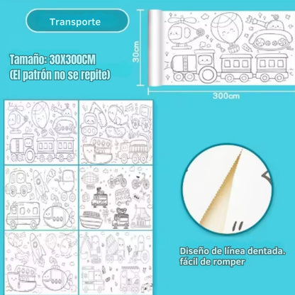 🎨 Rollo de Papel Adhesivo para Colorear - ColorFun Pro™ 🖌️🖍️