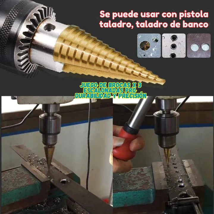 Juego de Brocas X 3 Escalonadas Pro - Durabilidad y Precisión 🔧✨