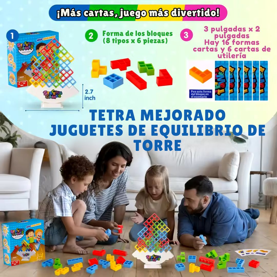 Juego de Torre Tetra 16 Piezas - Edu Play Balance™ 🌪️🌈