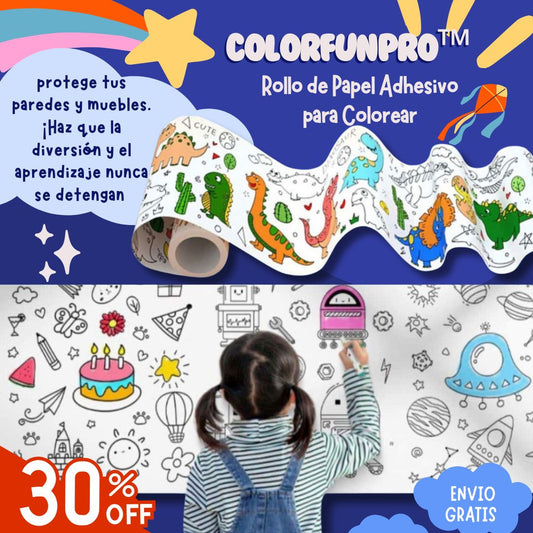 🎨 Rollo de Papel Adhesivo para Colorear - ColorFun Pro™ 🖌️🖍️