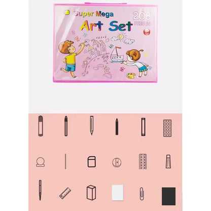 🎨 Set de Arte para Niños 208 Piezas Portátil - MiniArt Pro™ 🖌️🖇️