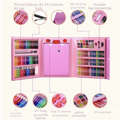 🎨 Set de Arte para Niños 208 Piezas Portátil - MiniArt Pro™ 🖌️🖇️